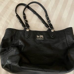 Black leather Coach tote